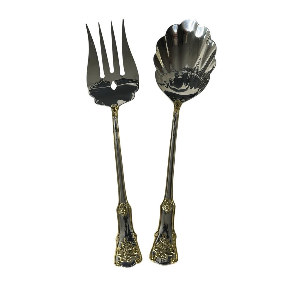 Royal Albert Old Country Roses 2 Piece Buffet Serving Set Stainless 18/10